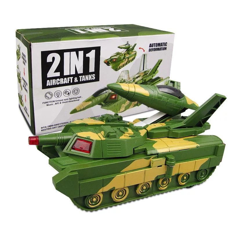 Mainan Mobil Anak 2 in 1 Army Aircraft And Tank Deformation Pesawat