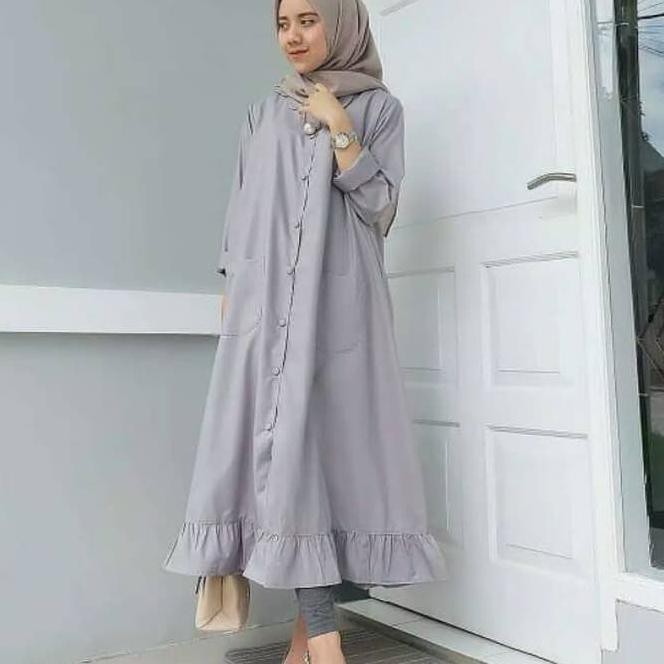 Baju Atasan Blouse Tunik wanita velove moscrepe baju muslim - Putih /Fashion Muslim Wanita