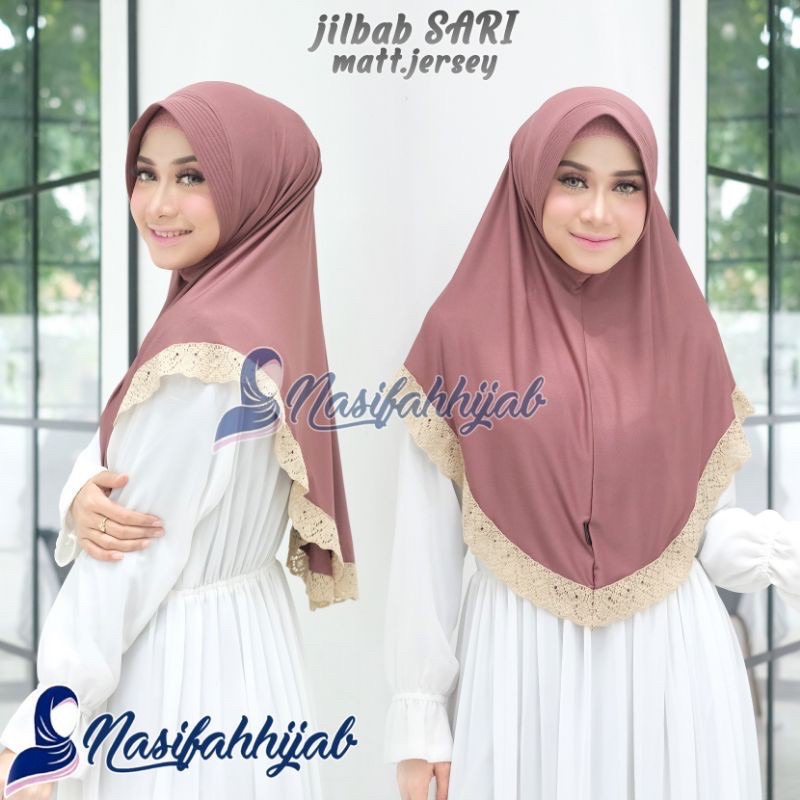 Nasifah Hijab2 - Jilbab SARI Renda / Jilbab Instan Renda Bahan Jersey