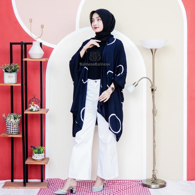 Setelan Shizuka Cardigan Shibori Mix Kulot Kolor White