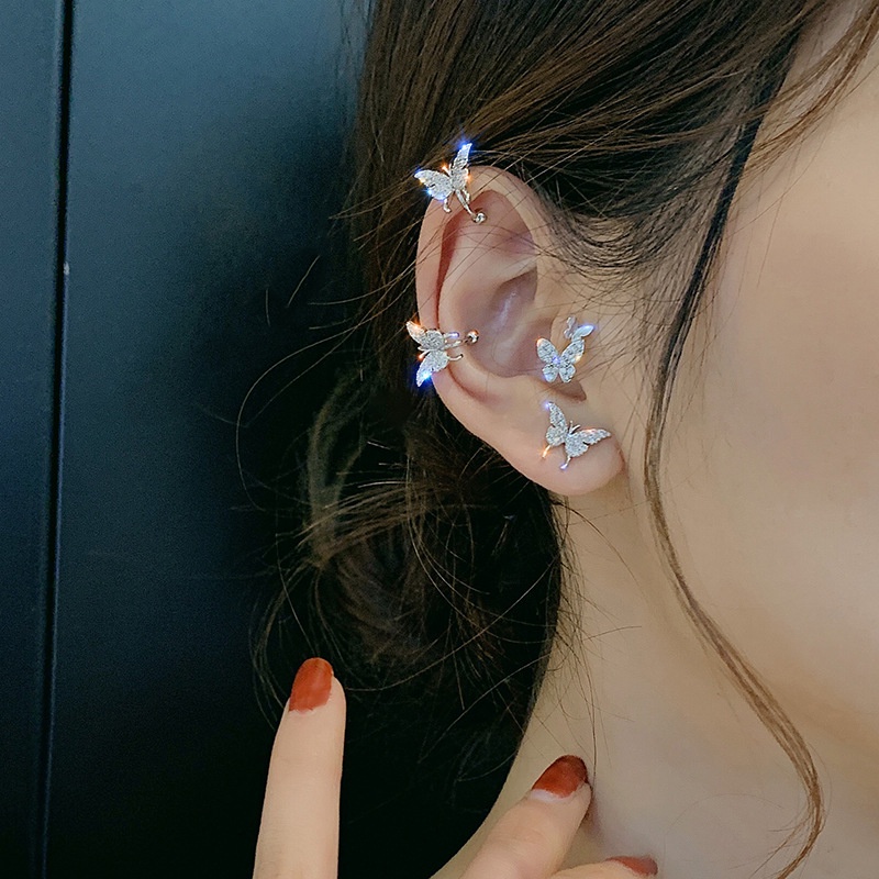 Anting Tusuk Gantung Wanita Bahan Metal Desain Snowflake + Pita + Berlian + Rumbai Gaya Korea Untuk Hadiah