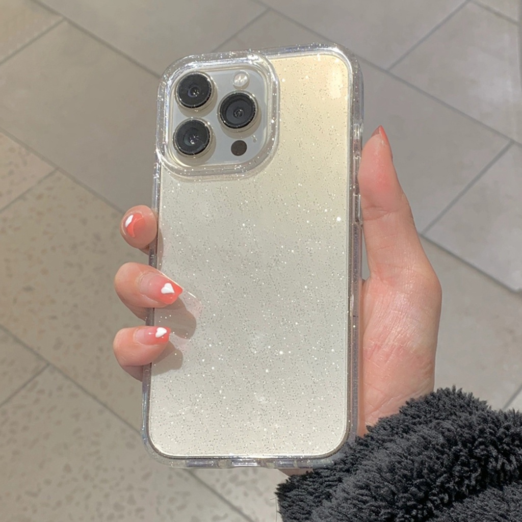 Soft Case TPU Transparan Glitter Untuk iPhone 13 Pro Max XR XS Max 8 + 7 Plus 11 12 Pro Max 12 13 Mini