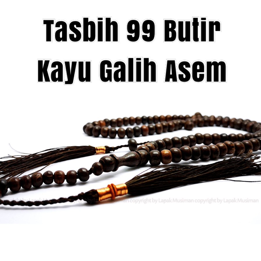 [Bayar di Tempat] Tasbih Kayu Galih Asem Kualitas Premium Asli Alam Tasbih Kayu 99 Butir