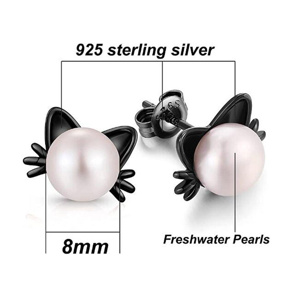 Anting LILY Cat Warna Hitam Untuk Wanita Gadis Perhiasan Elegan Giwang Mutiara Air Tawar