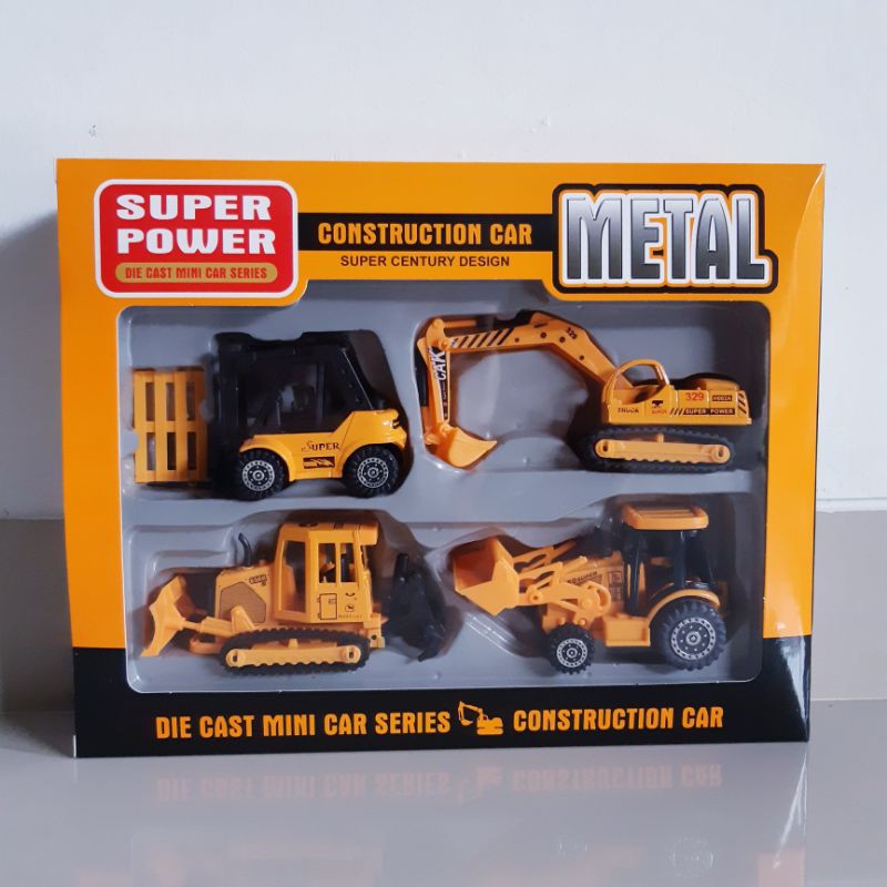 Set Diecast Kontruksi Isi 4 Alloy - Mainan Miniatur Mobil Truk Anak