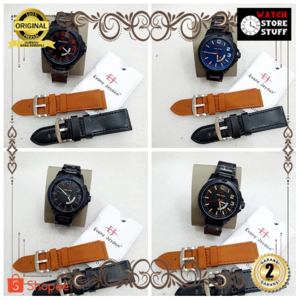 JAM TANGAN PRIA WANITA | RANTAI | KULIT | KARET | MURAH | PRIA EVANS JAYDEN 5007 STRAP STAINLESS STE