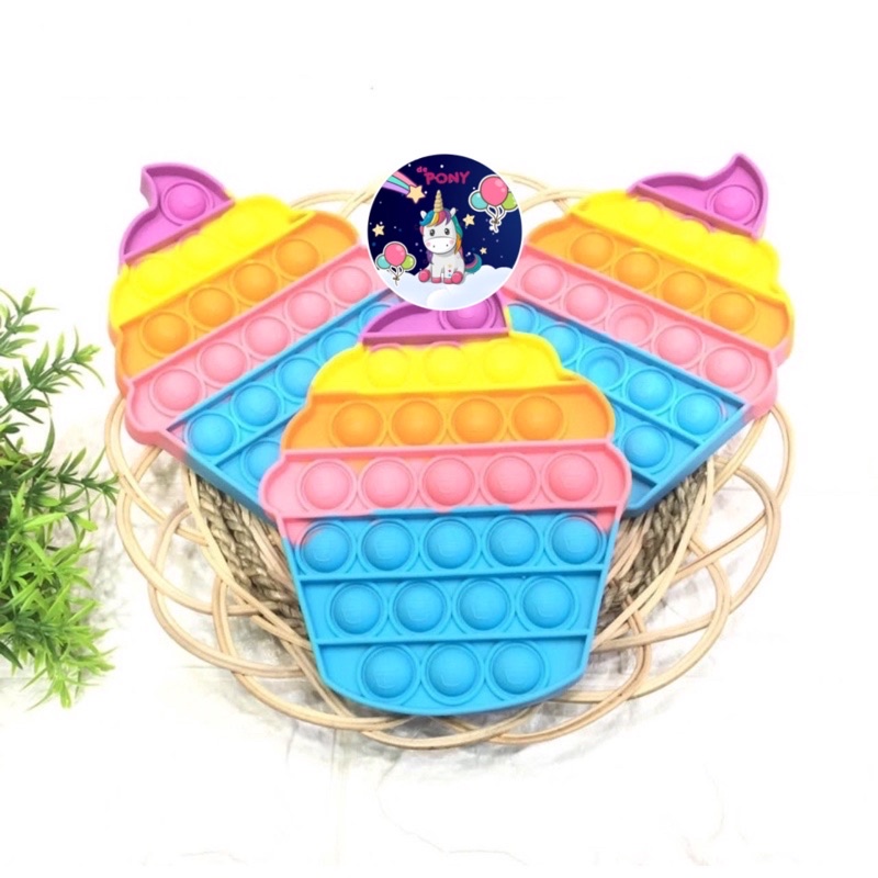 POP IT GLITER/POP IT GID/pop it viral/fidget/tiktok/mainan kekinian-Cup Cake Blue