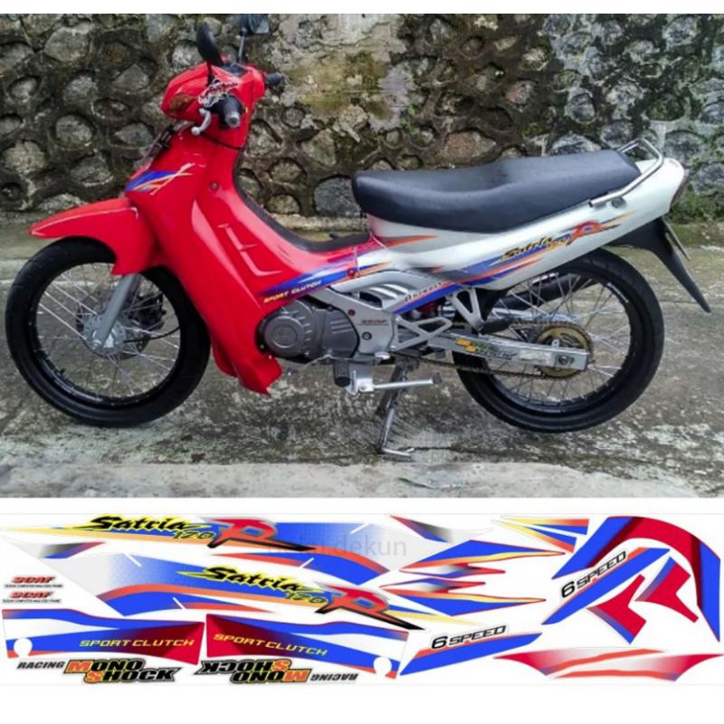 striping sticker satria lumba merah putih