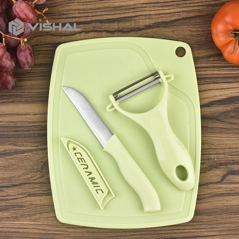 VISHAL Pisau Set Keramik 3 In 1 Talenan Knife Set Peeler Buah Ceramic Fruit Knife VS-1806