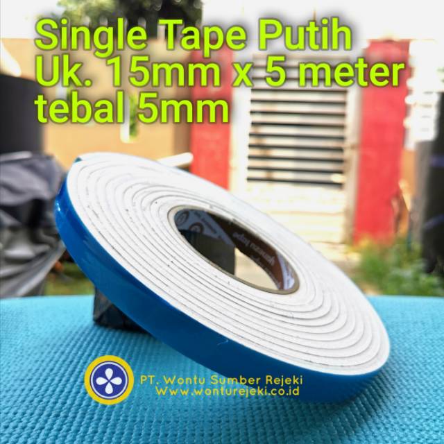 Single tape putih uk 15mm x 5meter tebal 5mm