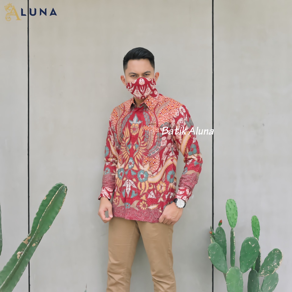BATIK SOLO PREMIUM PRIA MOTIF KOMBINASI LENGAN PANJANG REGULAR FULL FURING KATUN PRINT ALUNA PCW 117