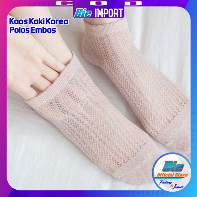 Kaos Kaki Korea Wanita Polos Embos Impor Best Seller