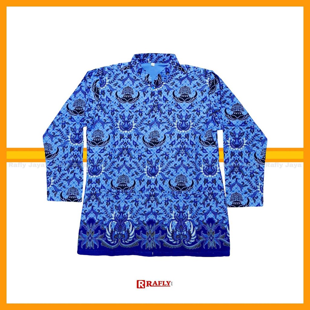 Batik Korpri Terbaru Wanita Lapis Furing Motif Pola Resmi Kerah Hitam - Seragam Korpri / Rafly Jaya