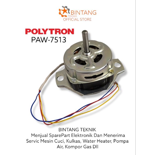 DINAMO MESIN CUCI POLYTRON PAW-7513 SATU TABUNG 1 TABUNG OTOMATIS