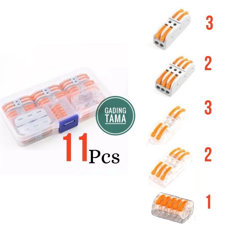 Wire Connector Terminal Kabel Block Tuas (S-22/33/5/T) Sambungan Cepat 11 Pcs