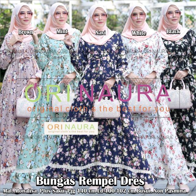 Bungas rempel dress gamis muslim ori by naura