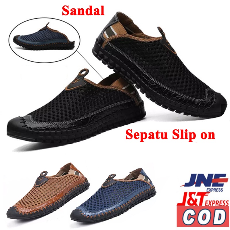 Sepatu Pria Casual Shoes Sepatu Flat Sepatu Slip on Pria  Bernapas Sepatu Sandal Hiking Pria