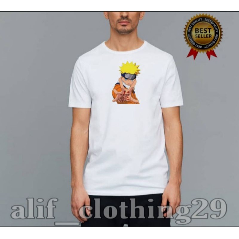 baju kaos putih T-shrit NARUTO bisa custem