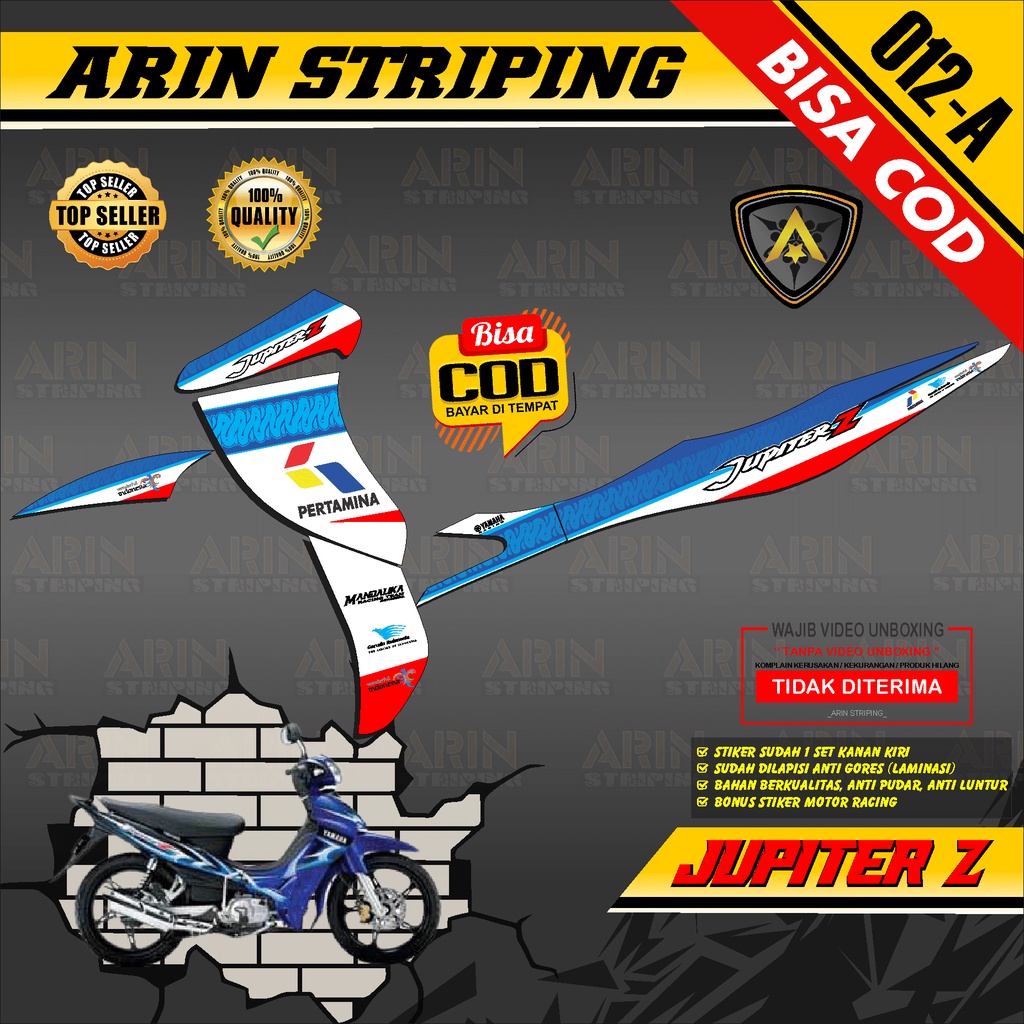 [TERBARU] Sticker Striping Jupiter Z lama Burhan -Stiker Variasi List Motor Motif MANDALIKA ARIN-012