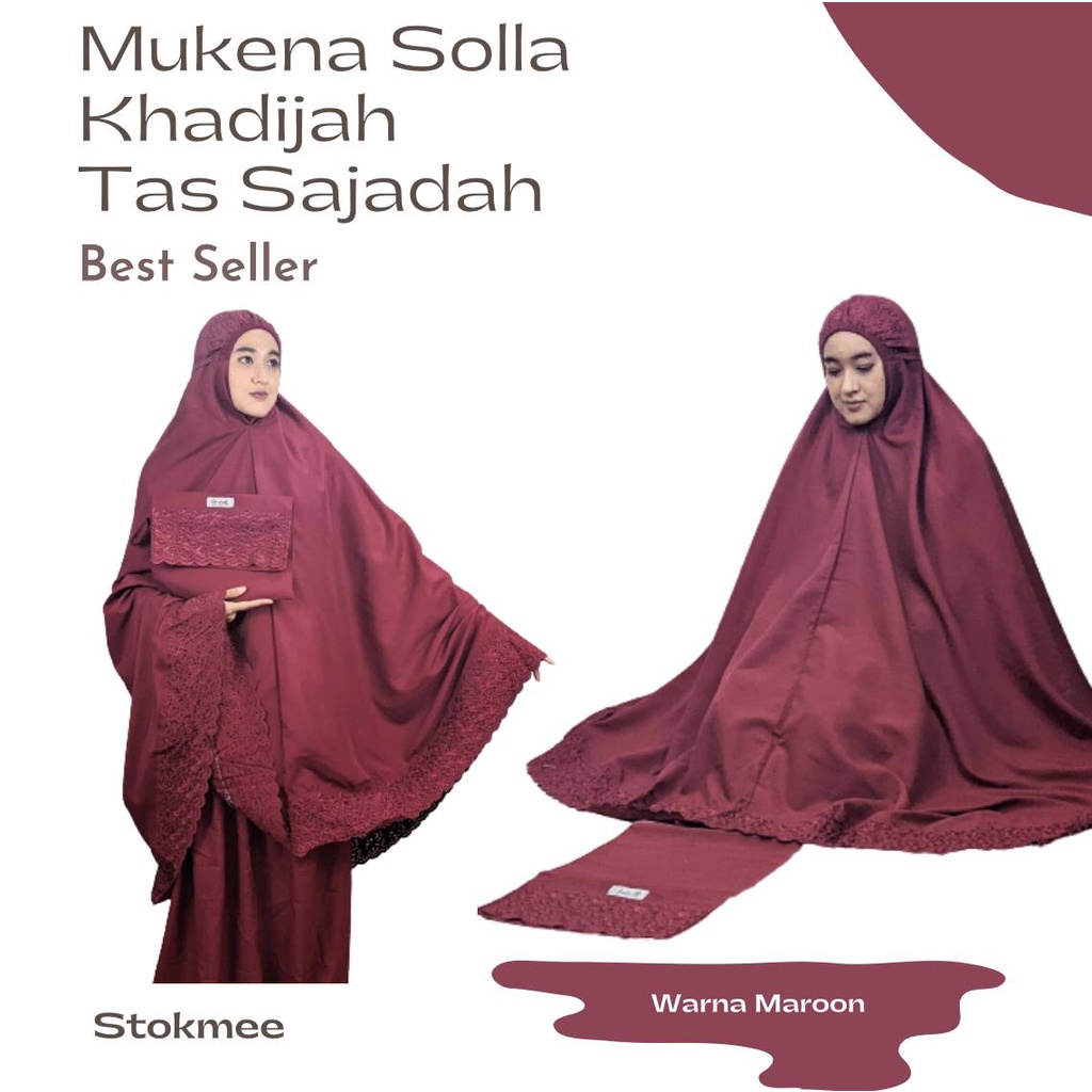 Mukena Dewasa Khatijah Free Tas Mukenah Jumbo Bahan Katun Premium Bahan Adem