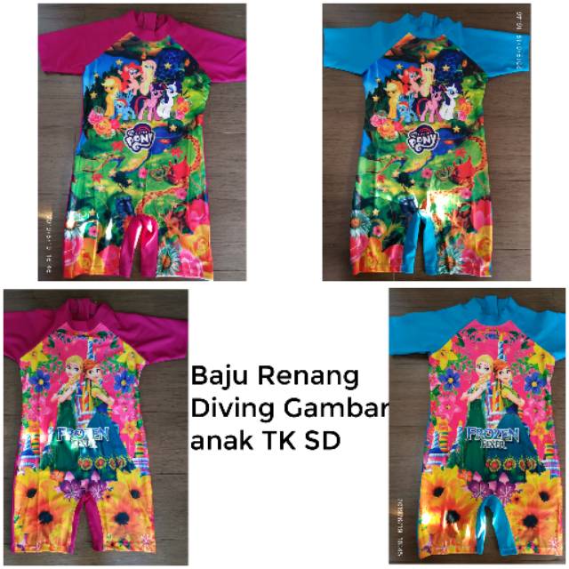 BAJU RENANG DIVING GAMBAR ANAK CEWEK TK SD