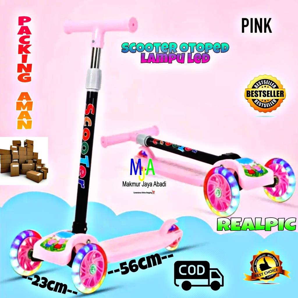 Scooter Kickboard Skuter Otoped Anak Lampu Roda 3