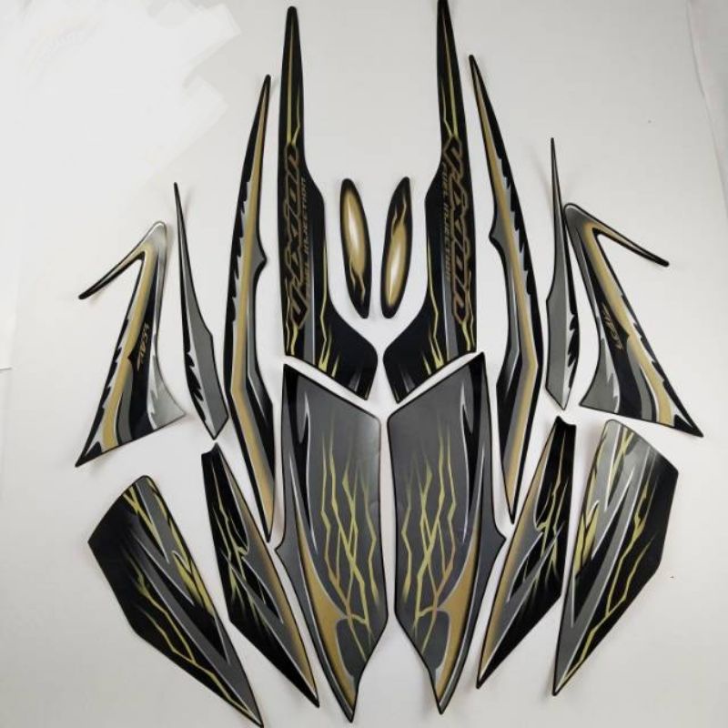 striping lis stiker standar ori Vixion old hitam gold 2010 stiker ori Vixion old 2010