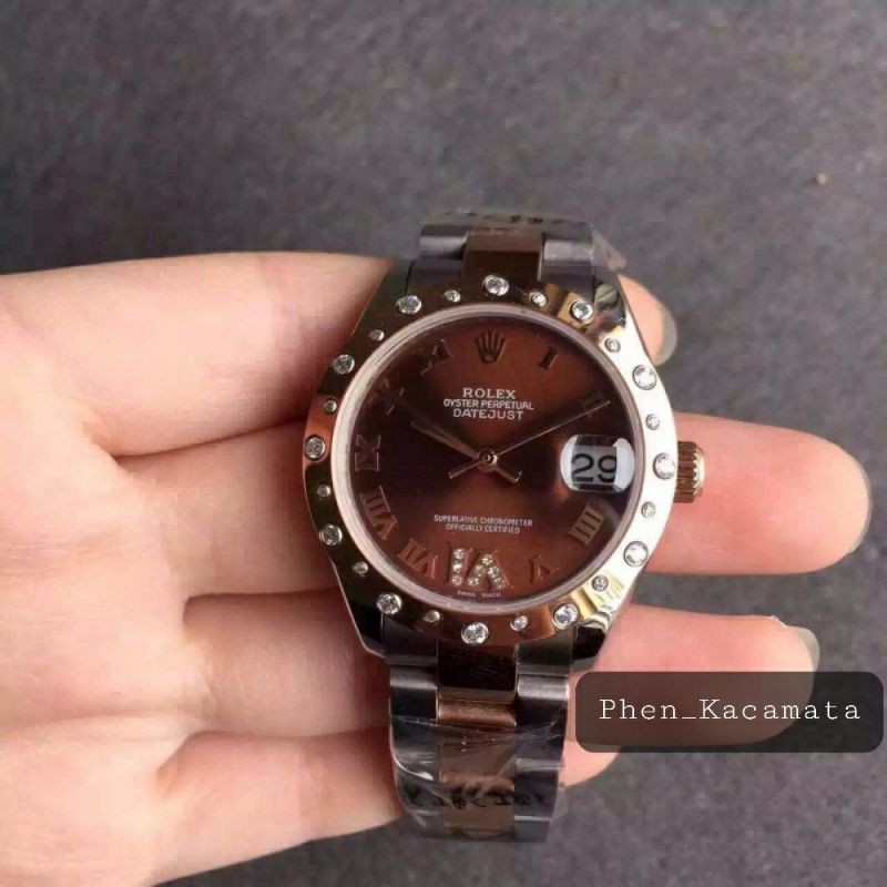 JAM TANGAN ROLEX DATEJUST 31MM ROSEGOLD CHOCOLATE DIAL SWISS