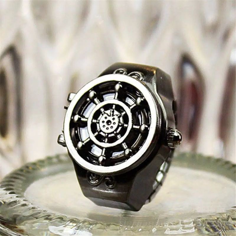 Cincin jam cover onepiece, jam jari pria analog hidup bonus batrai jam cadangan.