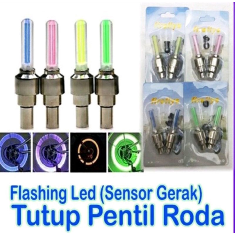 Tutup Pentil Nyala Isi Sepasang 7 warna dan 1 warna sensor gerak