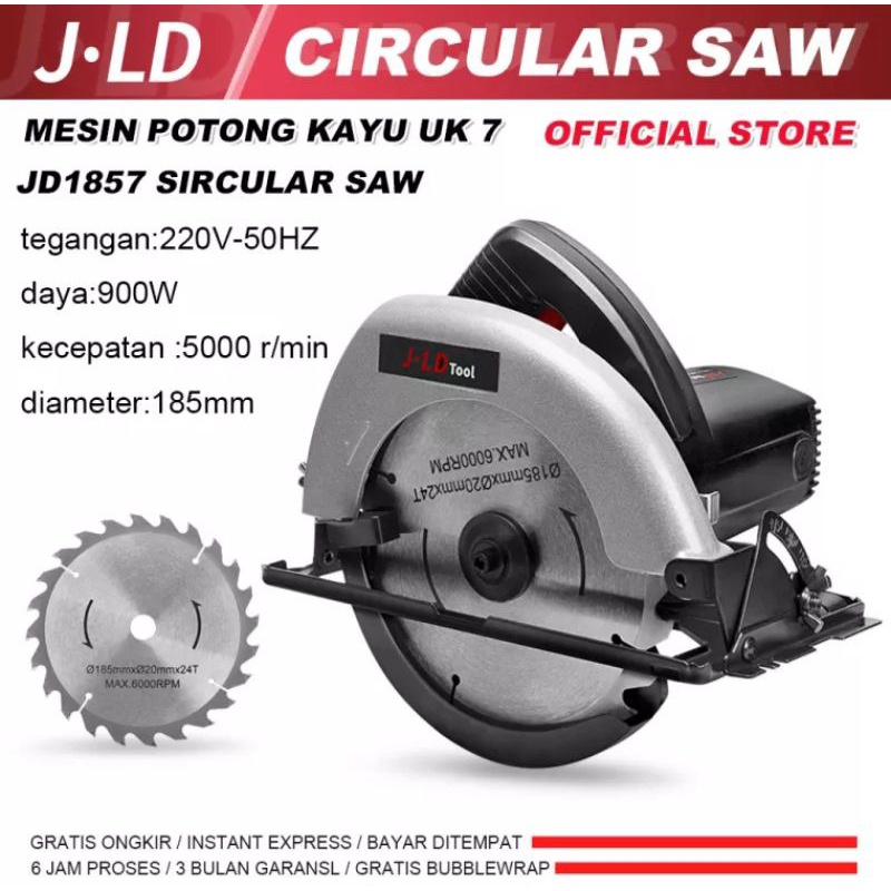 Circular saw Gergaji potong 7" JLD