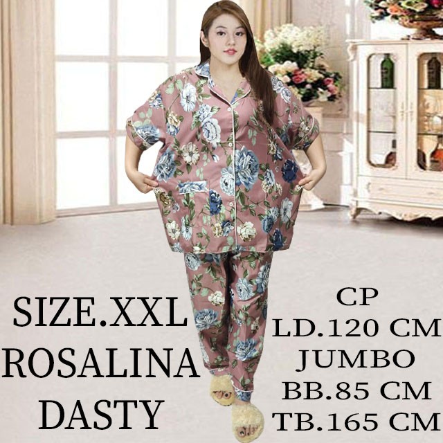 ISANNY PIYAMA SET SIZE XXL BUNGA ROS/BUNGA ROSALINA/READY