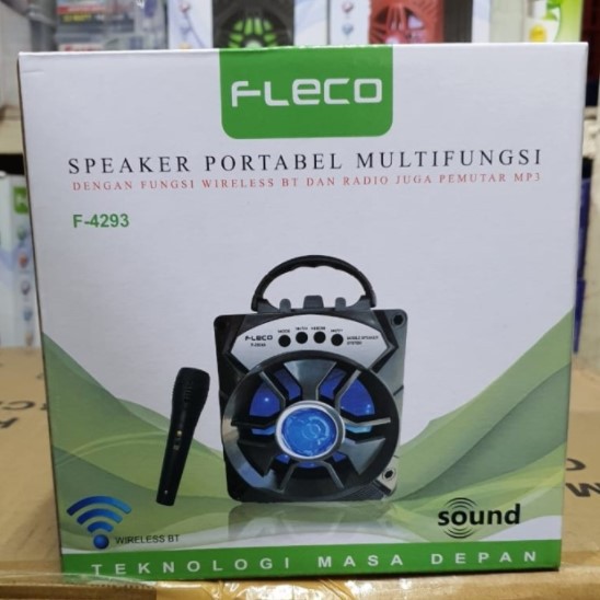 Speaker Fleco F-4293 Bluetooth Portable MP3 FM USB Free Mic