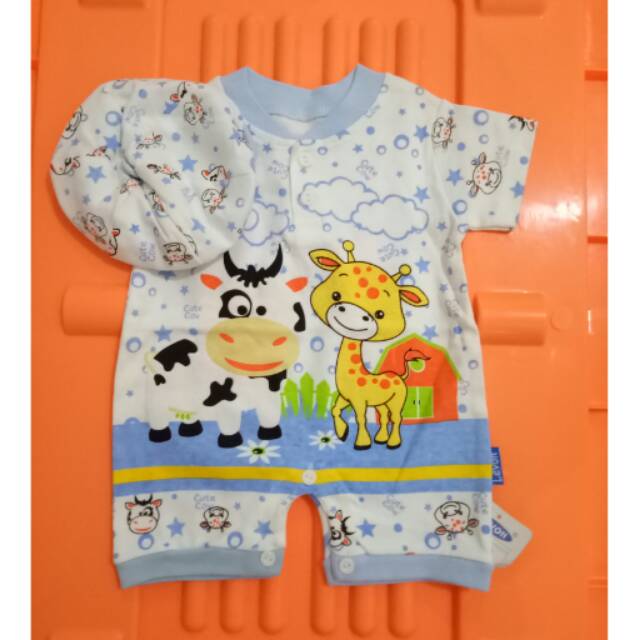 Baju jumper pendek baju kodok karakter cow &amp; giraffe