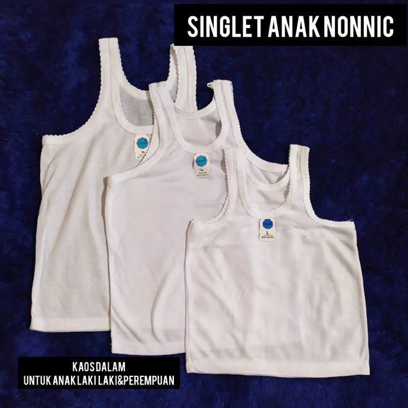 Singlet | Kaos Dalam Anak Remaja ABG NONNIC Putih Polos | Singlet Nonic Laki laki Perempuan Unisex