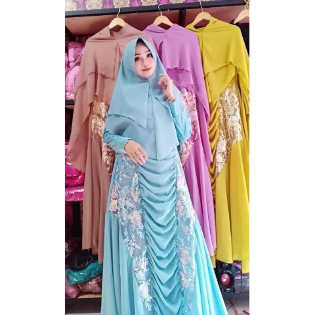 Gamis pesta syar'i safira brokat