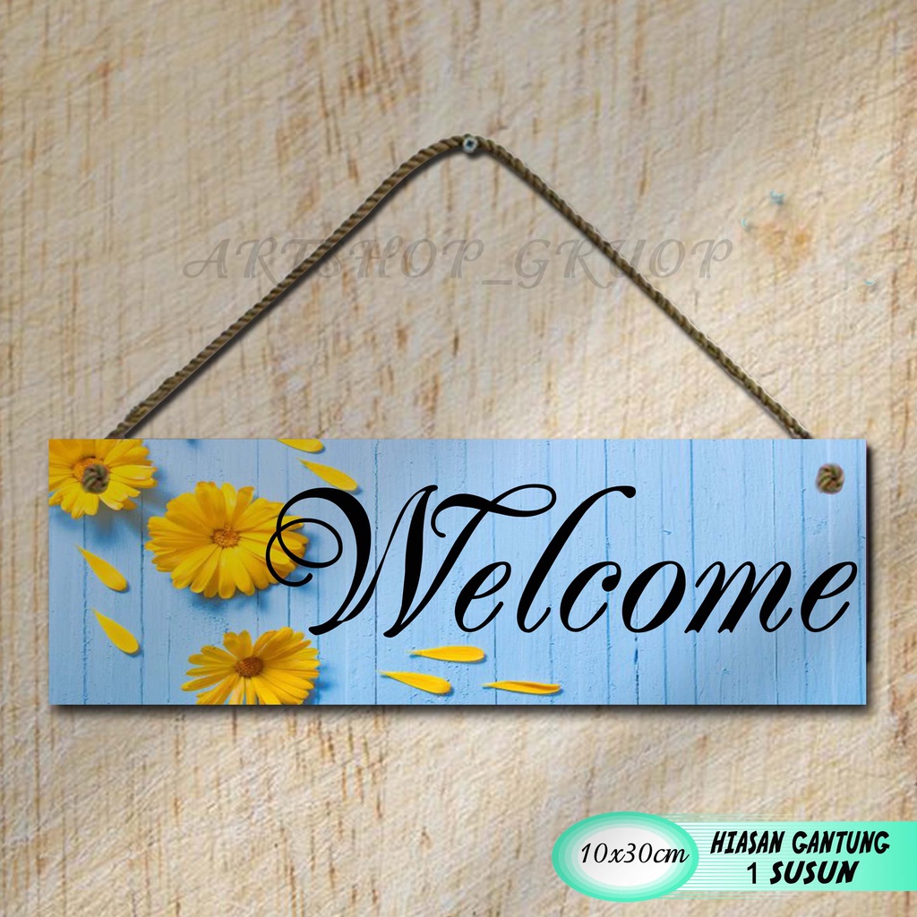 Hiasan pintu Hiasan dinding pajangan pintu shabby walldecor poster kayu. pajangan rumah WELCOME