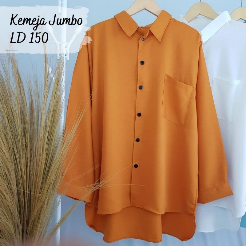 BAJU LD150 KEMEJA ATASAN WANITA JUMBO OVERSIZE BIG SIZE LENGAN PANJANG MUAT SAMPE BB 100KG++ COD