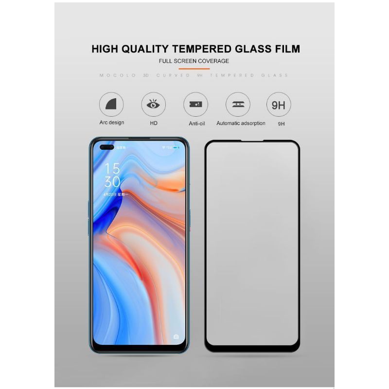 TEMPERED GLASS 9D OPPO RENO 4 FULL COVER KUALITAS PREMIUM 9H &amp; PROTECTION SCREEN ANTI GORES/TEMPER GLASS/TG