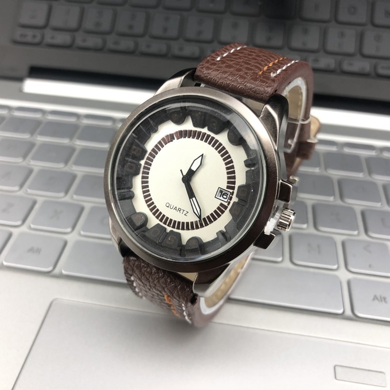 ✅[COD] Jam tangan karet Kulit vios murah import grosir premium dual arloji pria tanggal Fashion M81