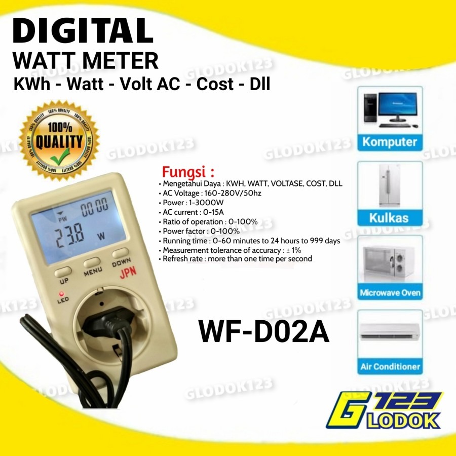 Pengukur Listrik KWh Digital Power Meter Volt Amper Watt Meter