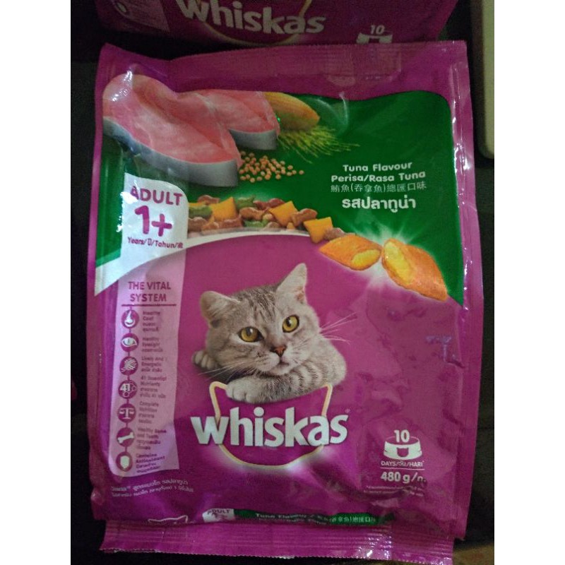 Whiskas Dry Junior Ocean Fish Flavour with Milk 2-12 BLN 450gr / Whiskas 1+ Tuna 480gr