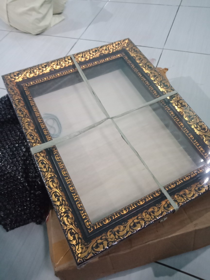Tipe 518 - Pigura Mahar Ukir Coklat Gold Uk. 30x40 - Pigora 3d - Frame Mahar