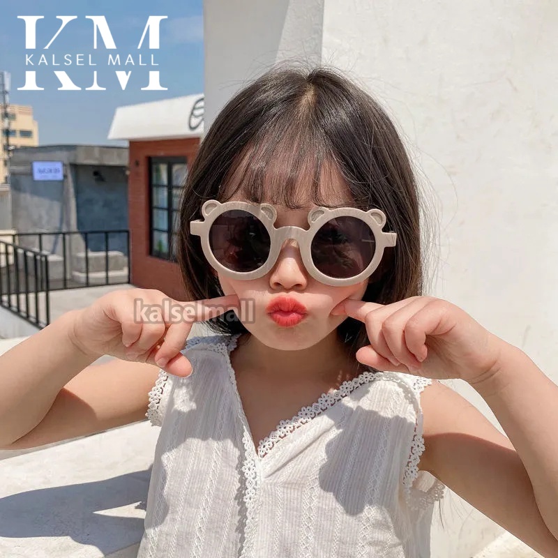 Kacamata Anak Beruang Fashion Bingkai Telinga Beruang Kaca Mata Anak Cowo Cewe Hitam High Quality Kids Sunglasses Murah Import Anti Ultraviolet Bayi Balita Trendy Kartun Import Anti Silau Sinar Matahari Antiradiasi KCA3