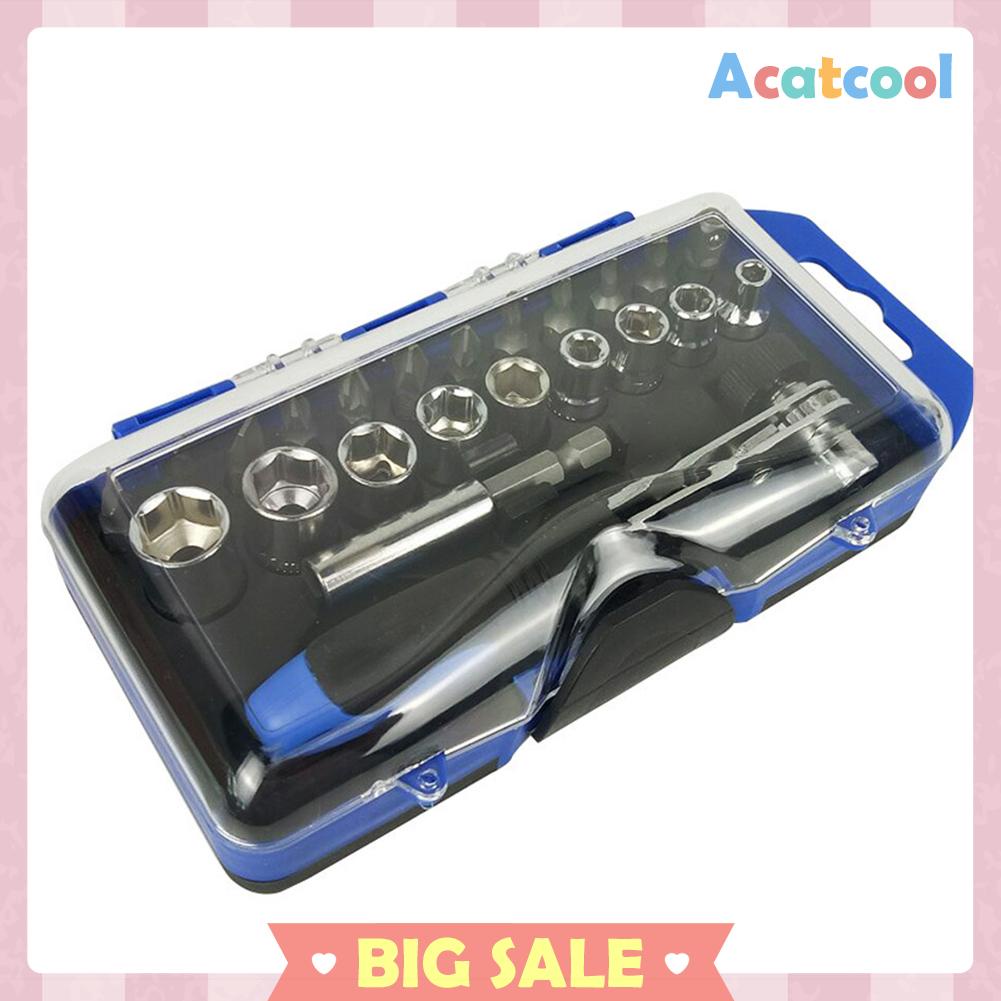 23pcs Kunci Pas / Obeng / Kunci Pas / Ratchet Untuk Reparasi