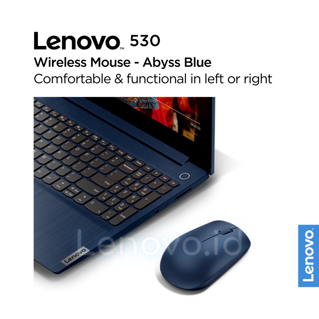 Lenovo 530 Wireless Mouse Optical USB Type-A 2.4GHz, 1200 DPI, Platinum Grey GY50Z18984, Abyss Blue GY50Z18986, Almond GY50Z18988, Graphite Grey GY50Z49089, Cherry Red GY50Z18990-8