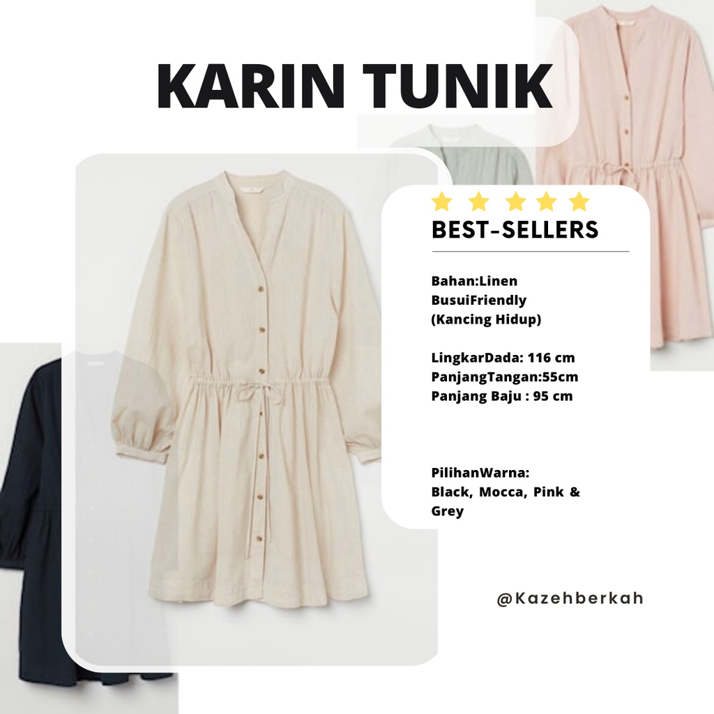 KARIN TUNIK - Atasan muslim wanita, Fashion Muslim, Atasan Muslim Wanita, Tunik Muslim Wanita kekini