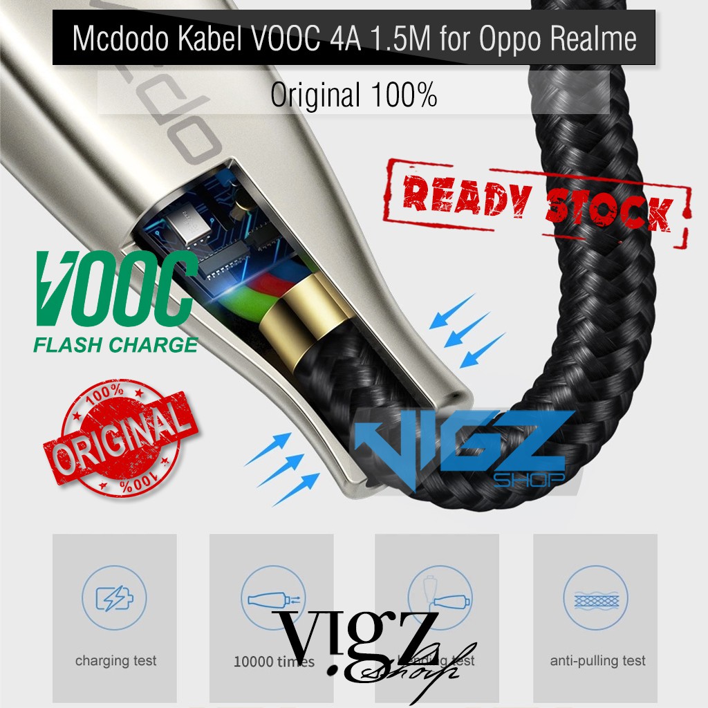 Mcdodo Kabel Data Micro USB 4A VOOC For OPPO Realme 1.5M CA591 Original