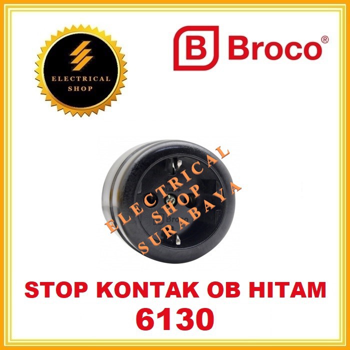 BROCO OB STOP KONTAK ARDE HITAM 6130 (TERSEDIA HARGA GROSIR) SOCKET OUTBOW TEMPEL BULAT