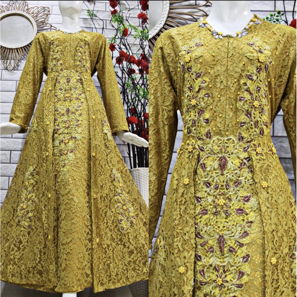 AM_FASHION>> GAMIS KAYLA BORDIR GAMIS BORKAT GAMIS PESTA DRESS PESTA BROKAT PAYET TERBARU-10
